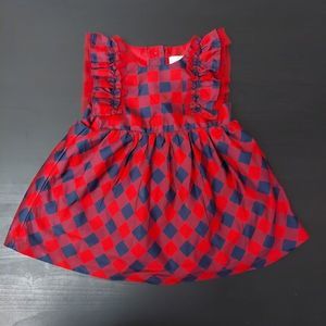 Cat & Jack Baby Girls' Dress Ruffle Sleeveless Plaid red Size 6-9 Months